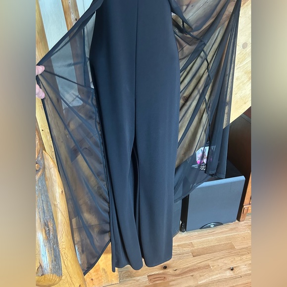 DONATING on 11/9 - Black Halter ENT Entrancy Jumpsuit - sheer elegant - Picture 4 of 11